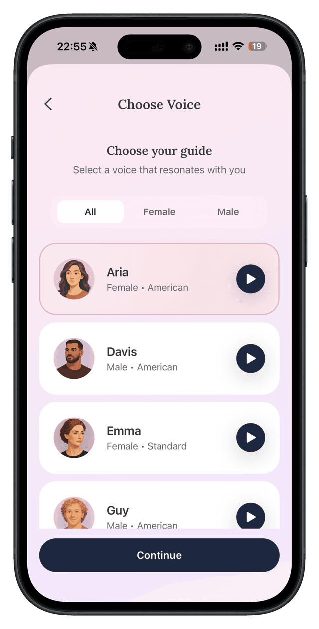 Choose voice and ambience